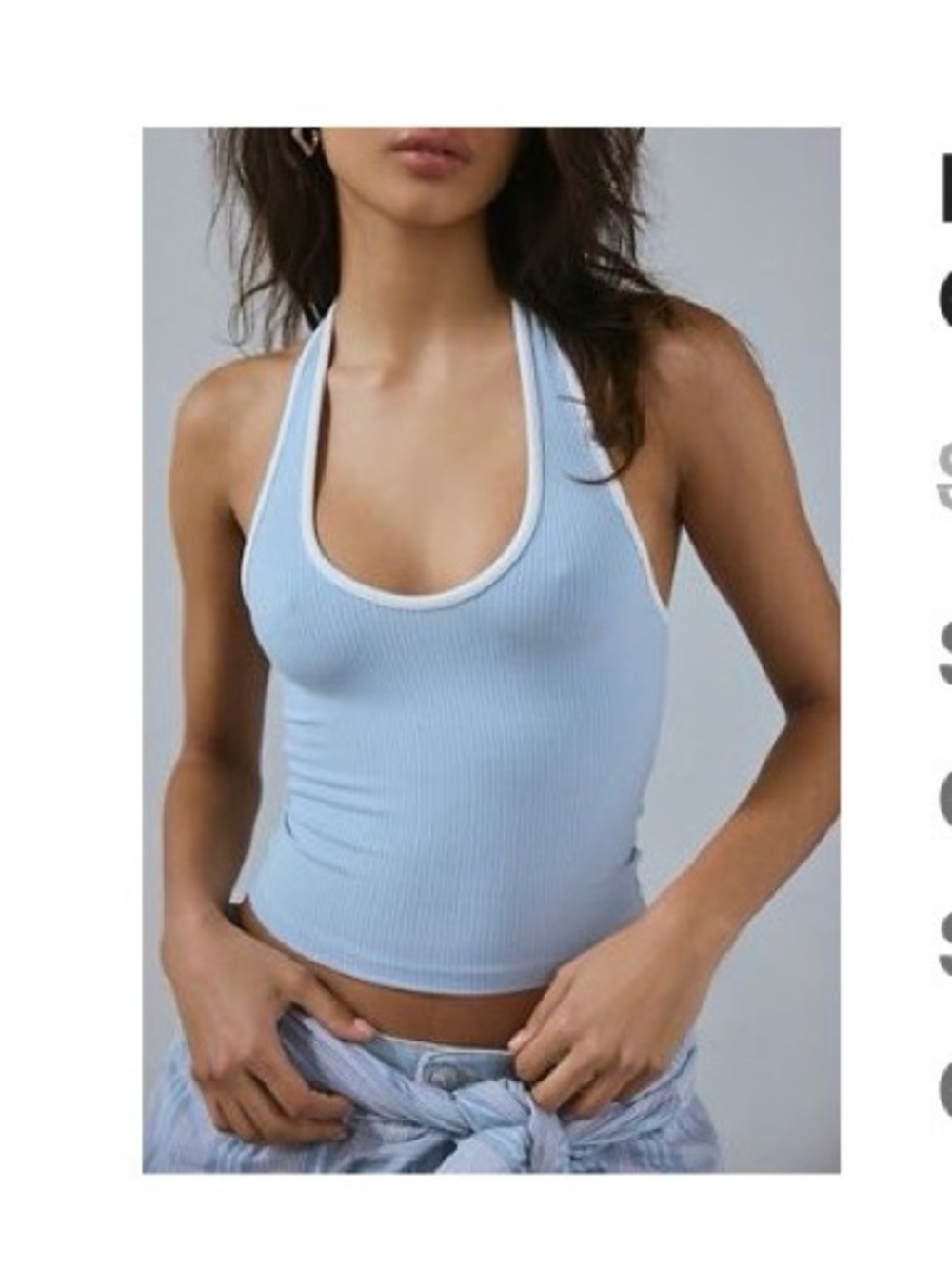 BDG Light Blue Ribbed Scoop Tank